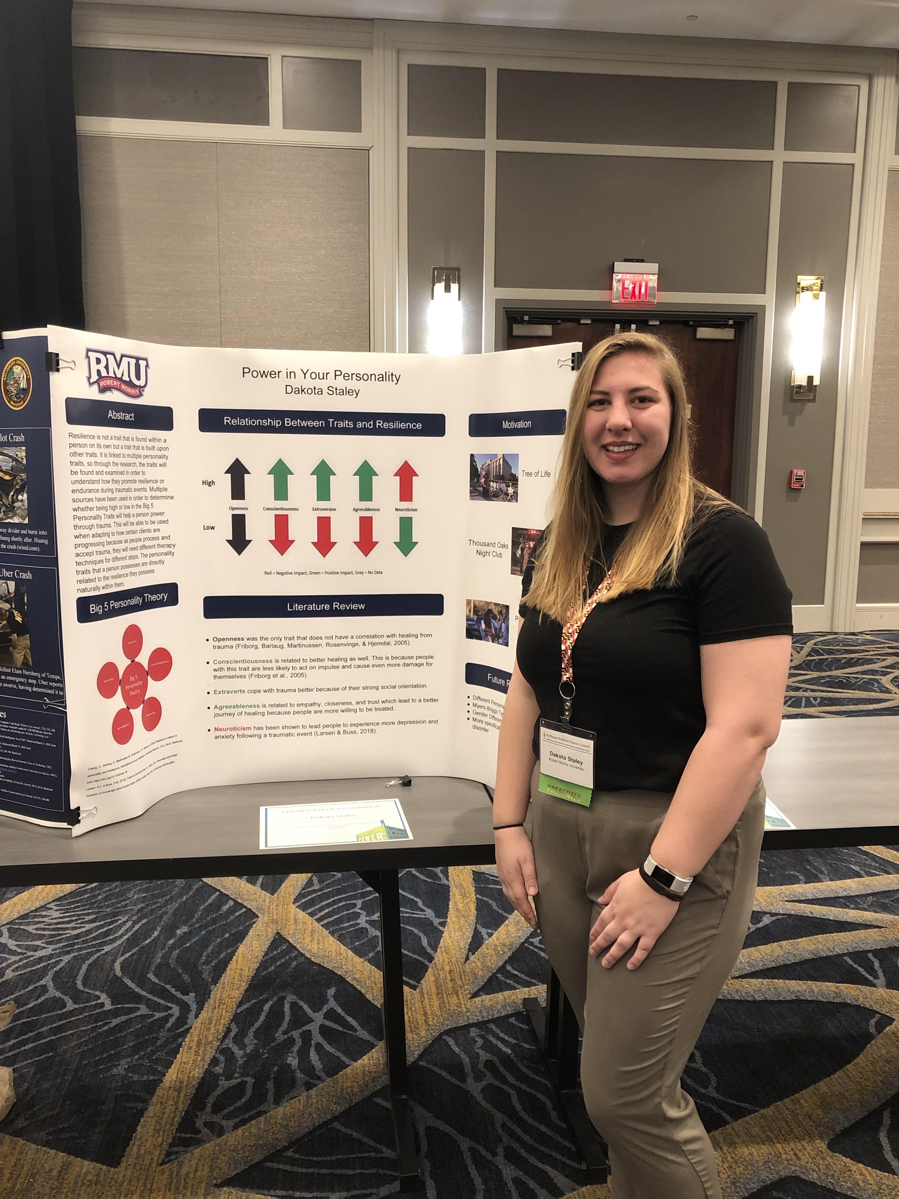 Dakota Staley presents her poster at the Northeast Regional Honors Council Conference